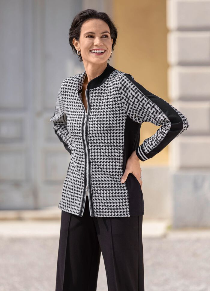 Blusenjacke mit Hahnentritt-Dessin 