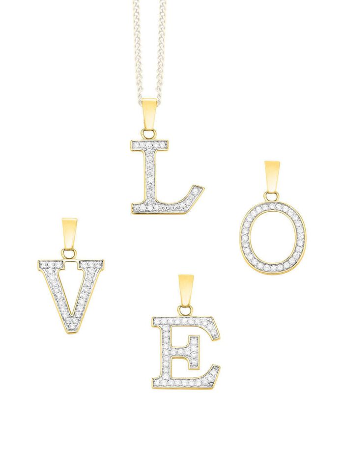 Damen-Buchstabenanh&auml;nger aus 375er Gold mit Zirkonia 