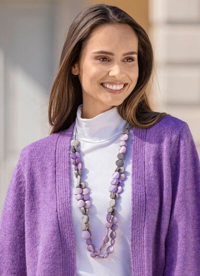 Handgefertigte Halskette mit Holzperlen 