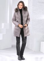 Kurzmantel mit abnehmbarem Kunstpelz-Besatz 