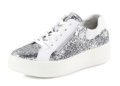Waldläufer Sneaker mit Streuglitzer und Leo-Druck 