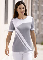 Pulli mit Intarsiendessin GRAU-WEISS