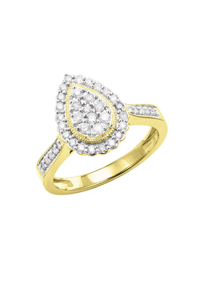 Tropfenförmiger Damenring mit Brillanten 