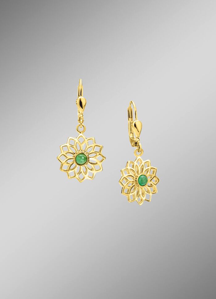 Bl&uuml;hende Eleganz: Ohrringe mit echt Smaragd 