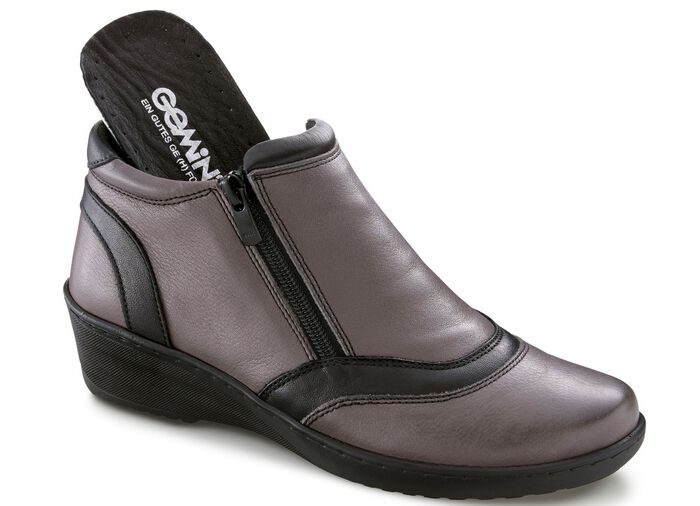 Gemini, bequeme Damen-Boots, Weite H, mit herausnehmbarem Fu&szlig;bett GRAU-SCHWARZ