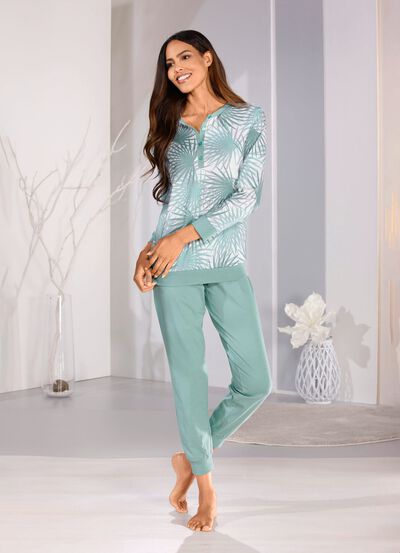 Schlafanzug mit B&uuml;ndchenabschl&uuml;ssen 