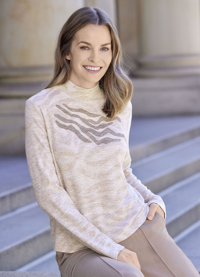 Shirt mit rückwärtigem Reißverschluss BEIGE