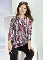 Shirt mit modischem U-Boot-Ausschnitt BORDEAUX-ROSÉ-GRAU