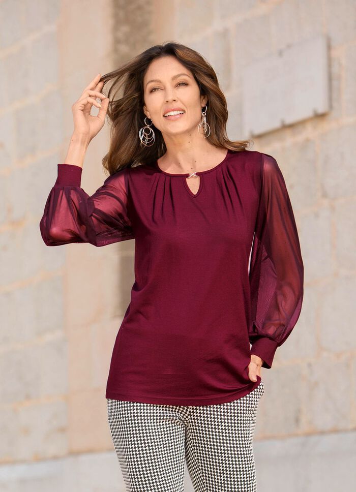 Shirt mit langen Chiffon&auml;rmeln 