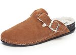 Pantoffel aus weichem Veloursleder COGNAC