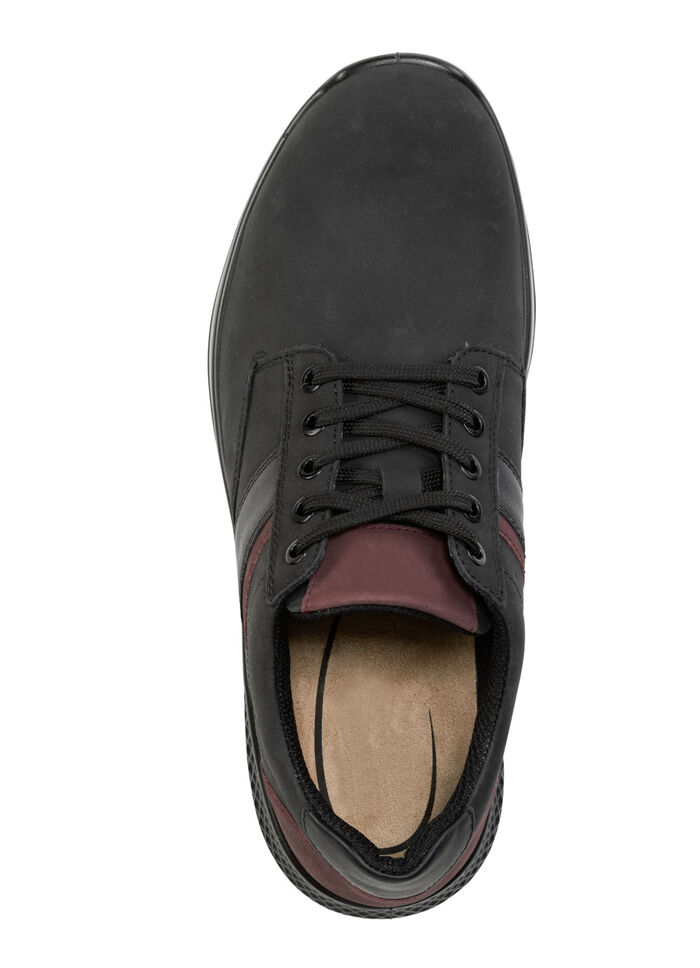 Schnürschuh aus Rind-Nubukleder mit Nappaleder-Besätzen SCHWARZ-BORDEAUX