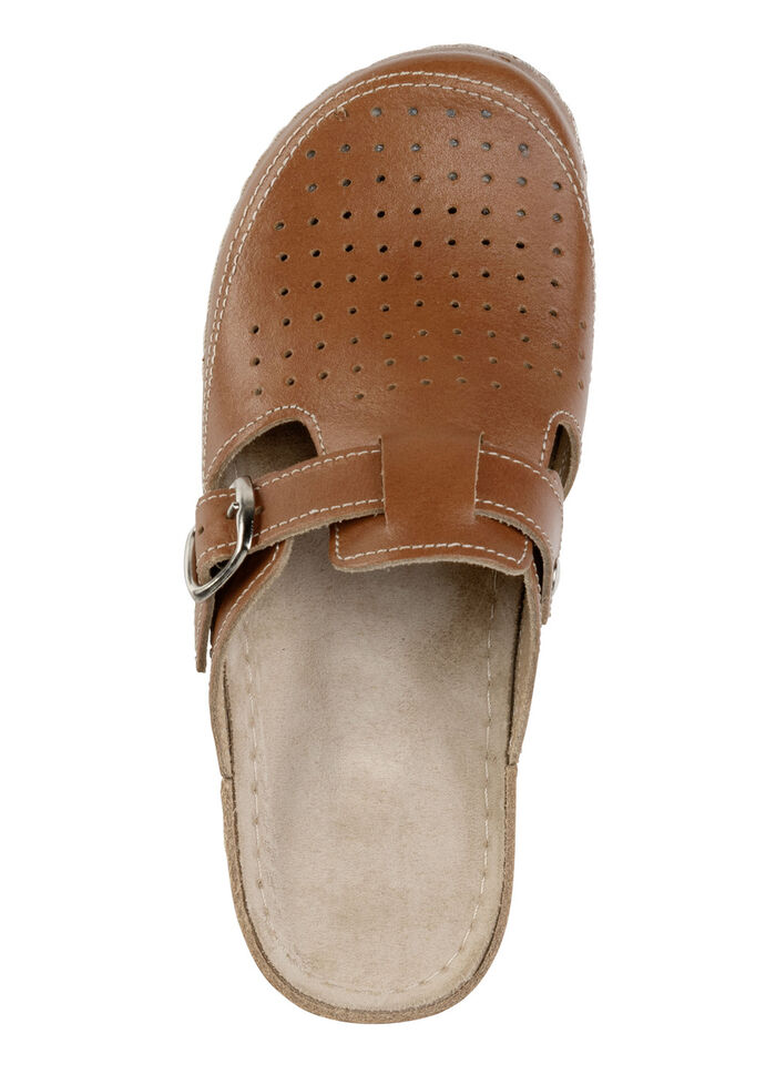 ELENA EDEN, sommerliche Damen-Clogs, Weite G, mit verstellbarer Schließe COGNAC
