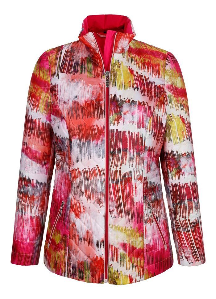 Steppjacke im mehrfarbigen Grafikdruck 