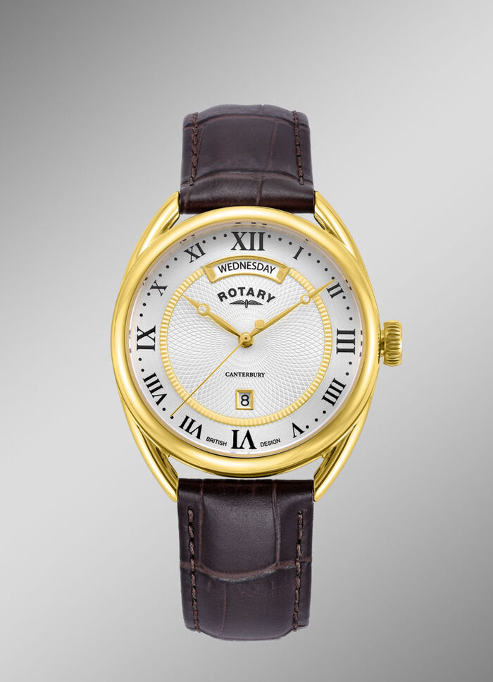 Rotary Quartz-Herrenuhr mit Lederband 