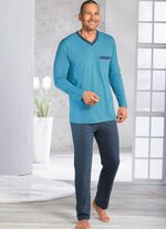 Zweierpack Schlafanz&uuml;ge mit V-Ausschnitt und offenen Abschl&uuml;ssen  