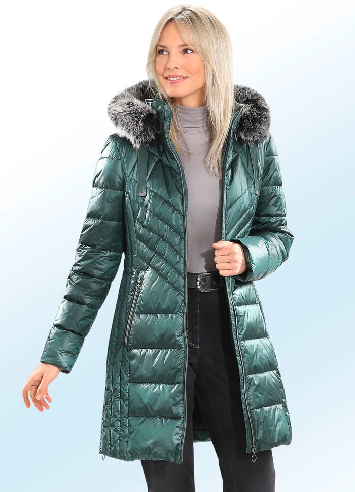 Kurzmantel mit L&auml;ngssteppung FLASCHENGR&Uuml;N