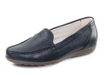 Waldl&auml;ufer, bequeme Damen-Slipper, Weite H, mit herausnehmbarem Fu&szlig;bett MARINE