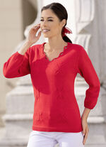 Pullover mit dekorativem Ausschnitt ROT
