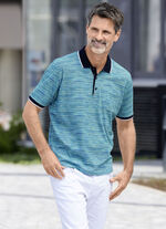 Poloshirt mit Brusttasche TÜRKIS-GELB MELIERT