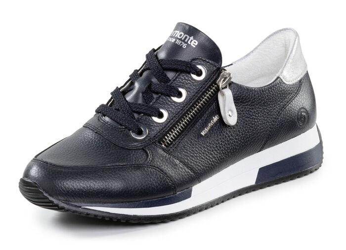 Remonte Schnür-Sneaker mit silberfarben schimmerndem Kontrast-Besatz MARINE