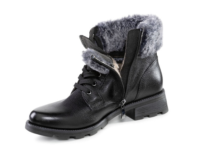 ELENA EDEN, gefütterte Damen-Stiefeletten, Winterschuhe, Weite G, mit herausnehmbarem Fußbett SCHWARZ-GRAU
