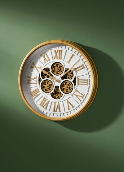 Wanduhr mit sichtbaren Zahnr&auml;dern 