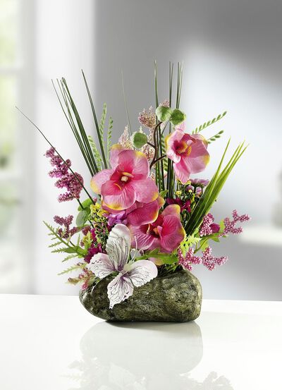Orchideen-Gesteck auf Stein 