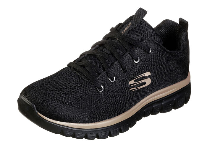 SKECHERS Schnür-Sneaker aus Meshmaterial SCHWARZ-ROSÉGOLD