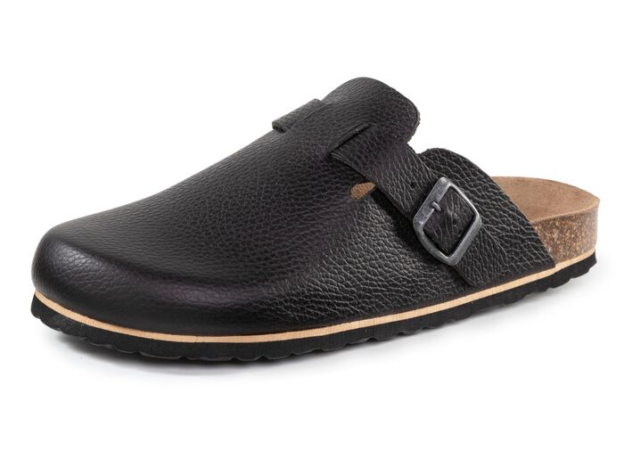 GINO GALANTE Clog aus schattiertem, genarbtem Rindleder SCHWARZ