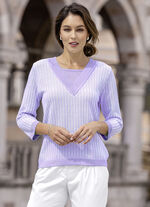 Pullover in Doppel-Optik FLIEDER-WEISS