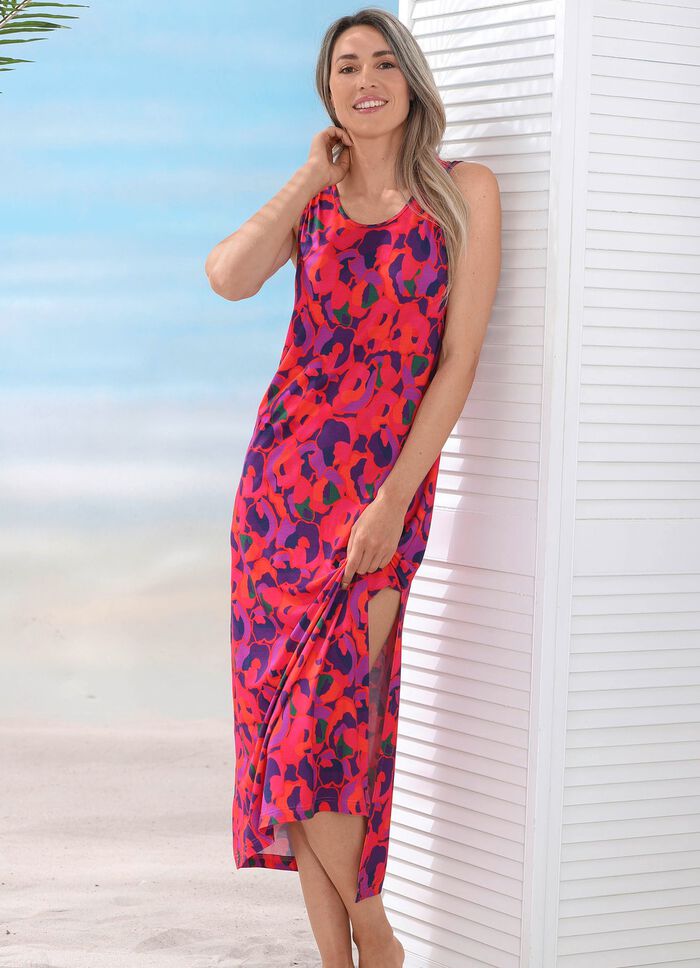 Laurina Kleid mit farbbrillantem Druckdessin, &auml;rmellos 