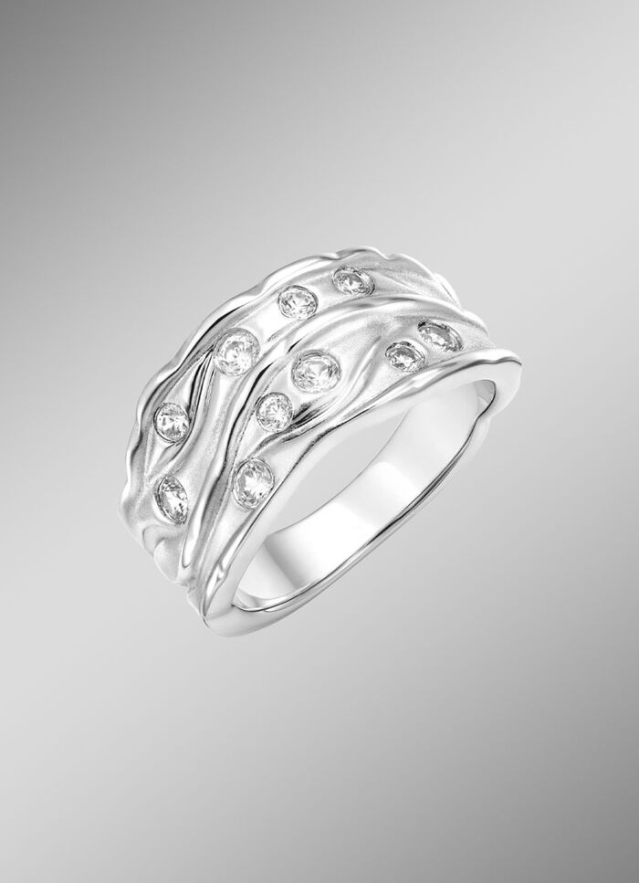 Eleganter Damenring mit synth. Zirkonia 