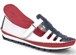 Gemini, klassische Damen-Slipper, Weite G, mit herausnehmbarem Fußbett WEISS-MARINE-ROT