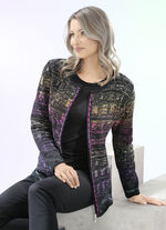 Strickjacke in Jacquard-Dessin SCHWARZ-MULTICOLOR