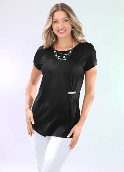 Shirt mit dekorativer Zierapplikation in 3 Farben 
