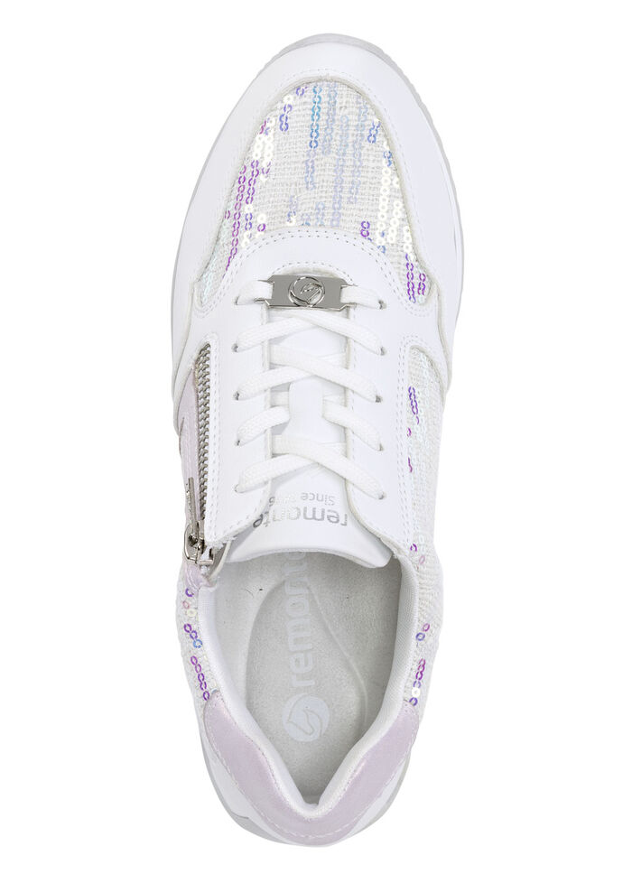 Sneaker in interessant geprägtem Materialmix WEISS-HELLFLIEDER