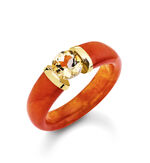 Damenring mit Ringschiene aus echt roter Jade 