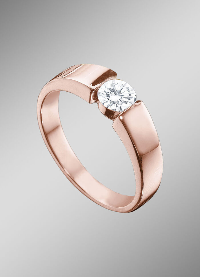 Edler Damenring in Roségold mit Brillant 