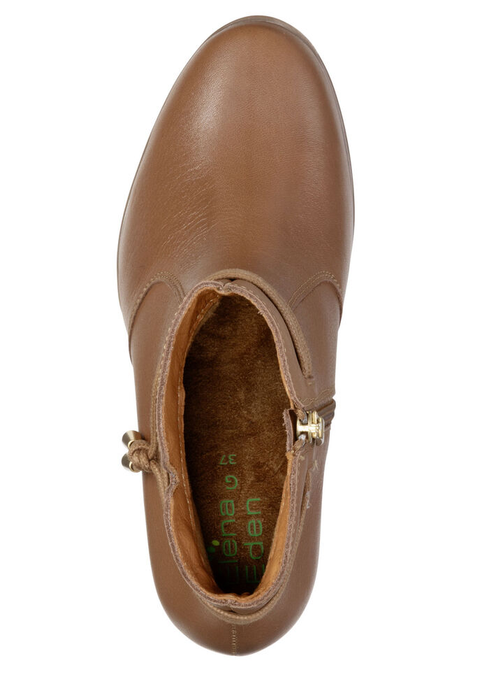 ELENA EDEN, schicke Damen-Stiefeletten, Weite G, mit herausnehmbarem Fußbett COGNAC