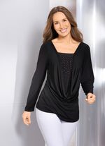 Shirt-Tunika mit tiefem Wasserfallkragen 