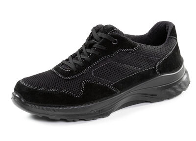 Schnürschuh aus Veloursleder und Textilmaterial 