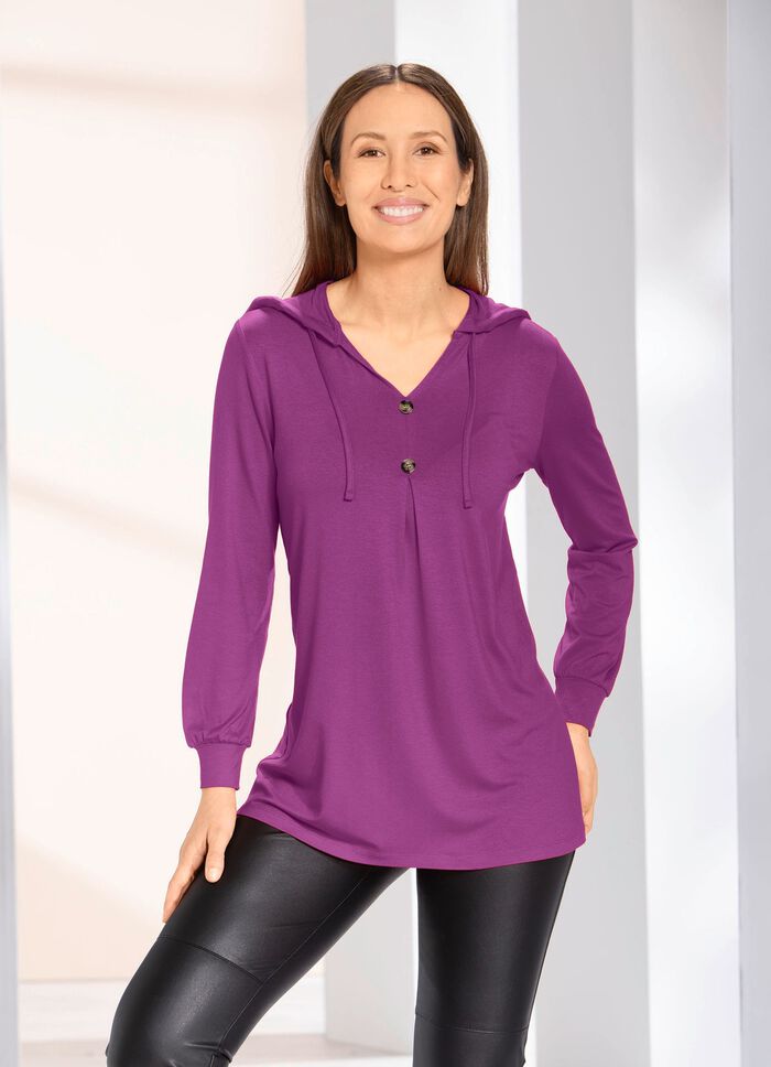Shirt-Tunika mit Kapuze LILA