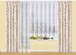 Filigraner Blumenfenster-Store mit gebogten Abschlüssen 