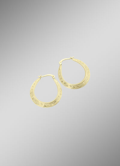 Schöne, glänzende Creolen mit Mäander-Muster 