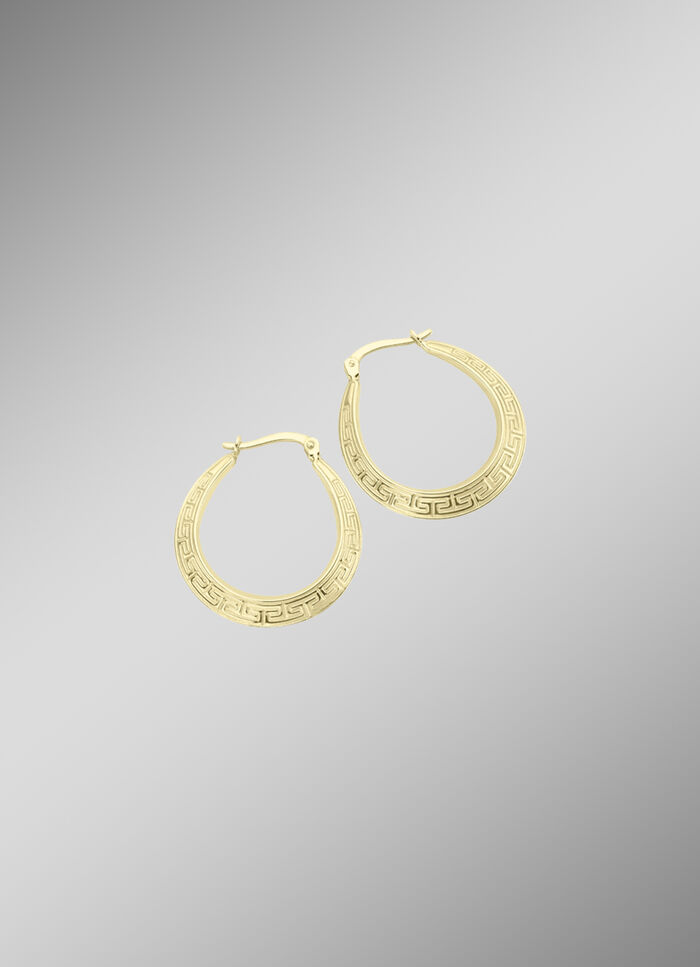 Schöne, glänzende Creolen mit Mäander-Muster 