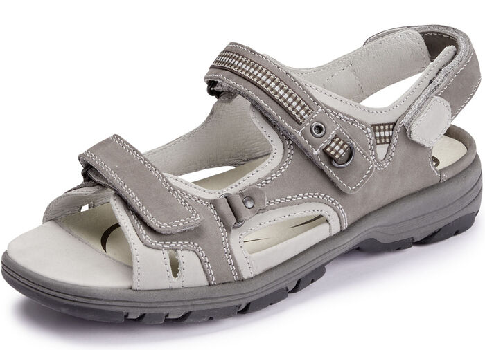 Waldläufer, sportliche Damen-Sandalen, Weite H, mit herausnehmbarem Fußbett GRAFIT-HELLGRAU