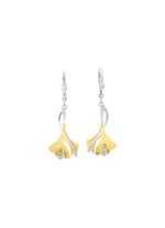 Ohrringe Ginkgoblatt in Bicolor mit synth. Zirkonia 