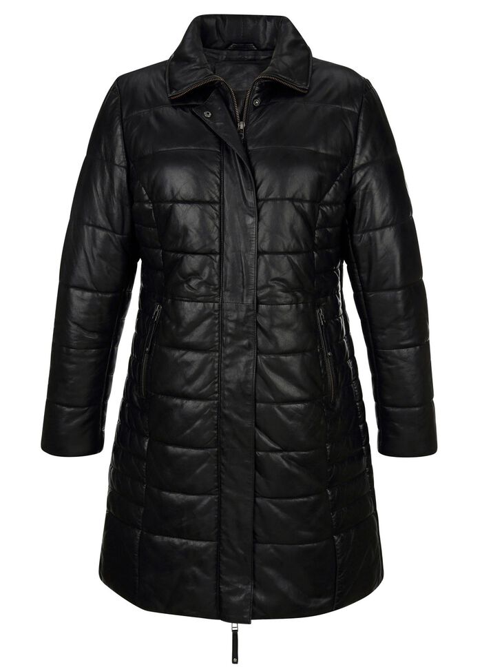 Lederkurzmantel mit Innentasche 