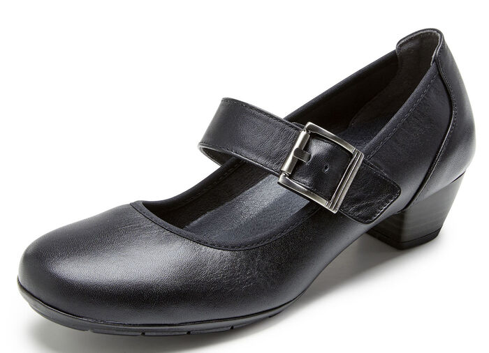 ELENA EDEN Spangen-Pumps aus Nappaleder mit seitlichem Elastikeinsatz SCHWARZ