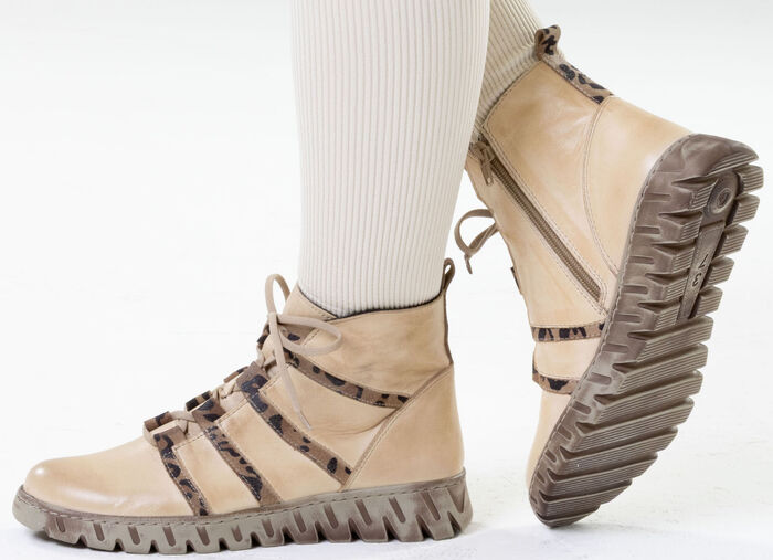 Gemini, trendige Damen-Stiefeletten, Winterschuhe, Weite G, mit herausnehmbarem Fußbett HELLBEIGE